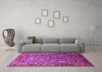 Machine Washable Oriental Pink Industrial Rug, wshurb1974pnk