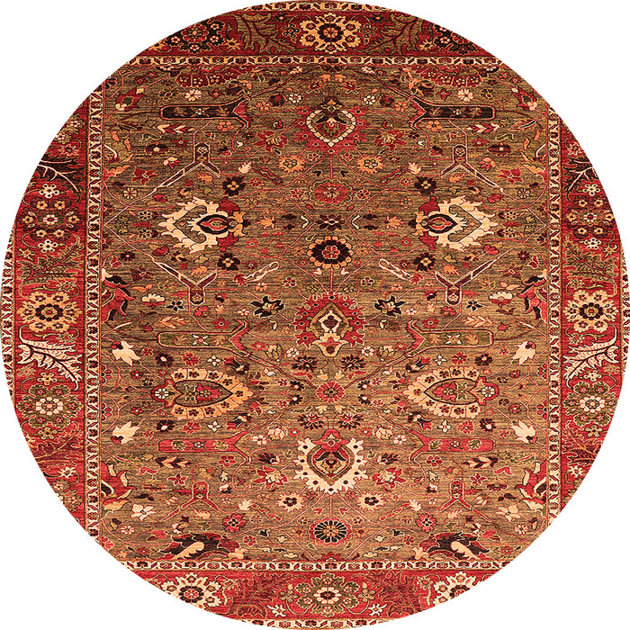 Round Oriental Orange Industrial Rug, urb1974org