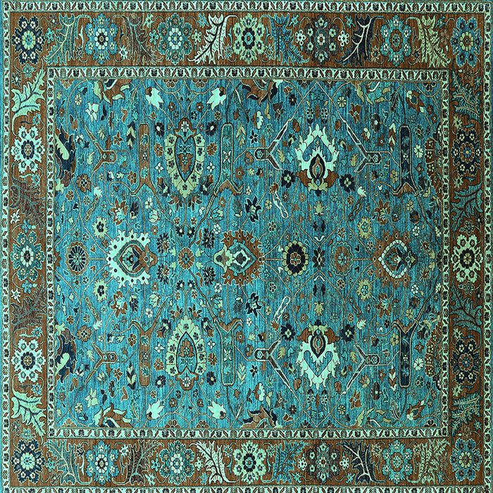 Square Oriental Turquoise Industrial Rug, urb1974turq