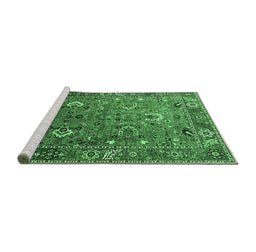 Sideview of Machine Washable Oriental Emerald Green Industrial Area Rugs, wshurb1974emgrn