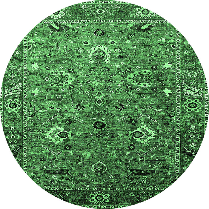 Round Oriental Emerald Green Industrial Rug, urb1974emgrn