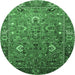 Round Oriental Emerald Green Industrial Rug, urb1974emgrn
