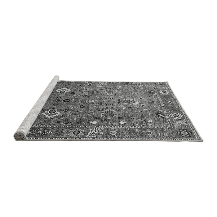 Sideview of Machine Washable Oriental Gray Industrial Rug, wshurb1974gry