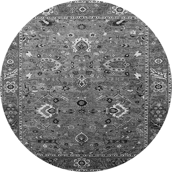 Round Oriental Gray Industrial Rug, urb1974gry