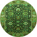 Round Oriental Green Industrial Rug, urb1975grn