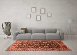 Machine Washable Oriental Orange Industrial Area Rugs in a Living Room, wshurb1975org