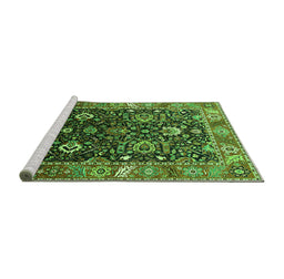 Sideview of Machine Washable Oriental Green Industrial Area Rugs, wshurb1975grn