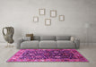 Machine Washable Oriental Pink Industrial Rug in a Living Room, wshurb1975pnk