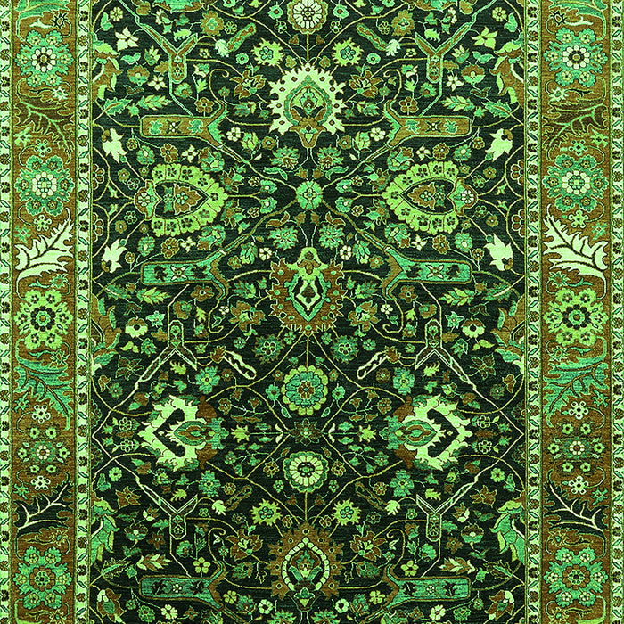 Machine Washable Oriental Green Industrial Area Rugs, wshurb1975grn