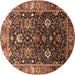 Round Oriental Brown Industrial Rug, urb1975brn