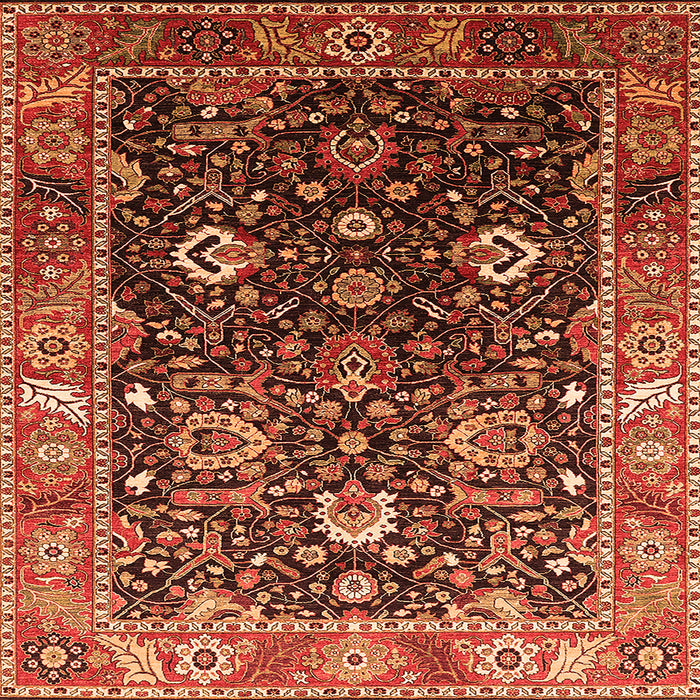 Square Oriental Orange Industrial Rug, urb1975org
