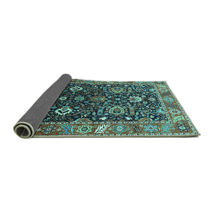 Sideview of Oriental Turquoise Industrial Rug, urb1975turq