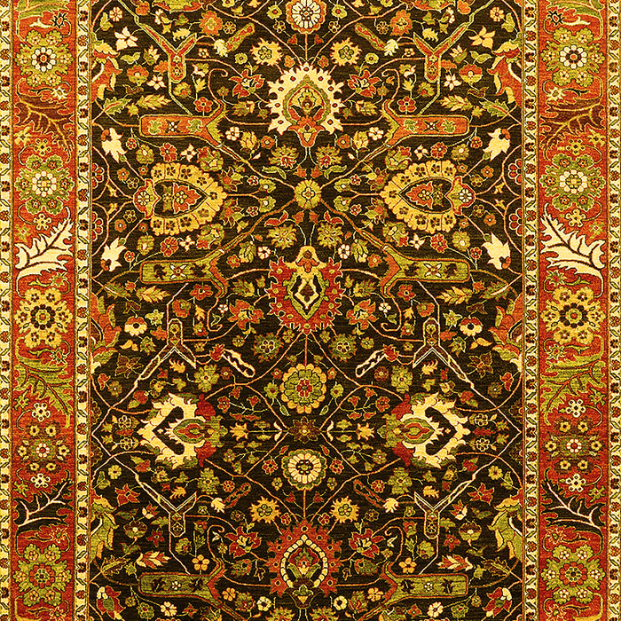 Machine Washable Oriental Yellow Industrial Rug, wshurb1975yw