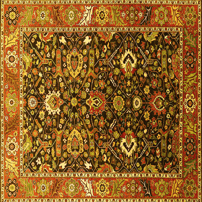 Square Machine Washable Oriental Yellow Industrial Rug, wshurb1975yw