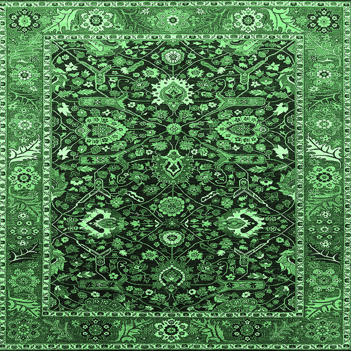 Square Machine Washable Oriental Emerald Green Industrial Area Rugs, wshurb1975emgrn