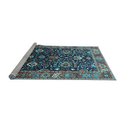 Sideview of Machine Washable Oriental Light Blue Industrial Rug, wshurb1975lblu
