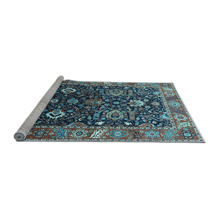 Sideview of Machine Washable Oriental Light Blue Industrial Rug, wshurb1975lblu