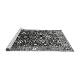 Sideview of Machine Washable Oriental Gray Industrial Rug, wshurb1975gry