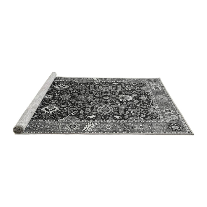 Sideview of Machine Washable Oriental Gray Industrial Rug, wshurb1975gry