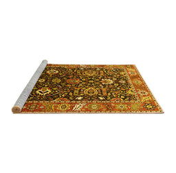 Sideview of Machine Washable Oriental Yellow Industrial Rug, wshurb1975yw