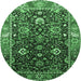 Round Oriental Emerald Green Industrial Rug, urb1975emgrn