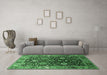 Machine Washable Oriental Emerald Green Industrial Area Rugs in a Living Room,, wshurb1975emgrn