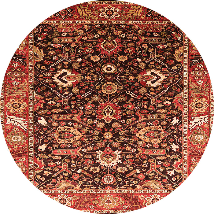 Round Oriental Orange Industrial Rug, urb1975org