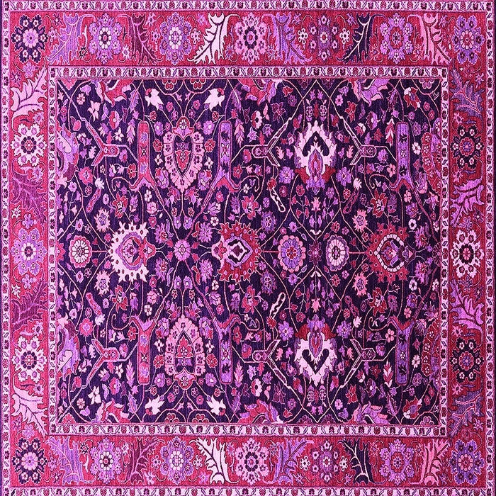 Square Machine Washable Oriental Pink Industrial Rug, wshurb1975pnk