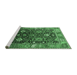 Sideview of Machine Washable Oriental Emerald Green Industrial Area Rugs, wshurb1975emgrn