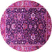 Round Machine Washable Oriental Pink Industrial Rug, wshurb1975pnk