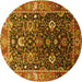 Round Oriental Yellow Industrial Rug, urb1975yw