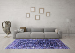 Machine Washable Oriental Blue Industrial Rug in a Living Room, wshurb1975blu