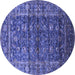 Round Oriental Blue Industrial Rug, urb1976blu