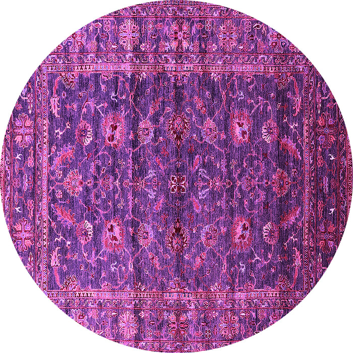 Round Machine Washable Oriental Pink Industrial Rug, wshurb1976pnk