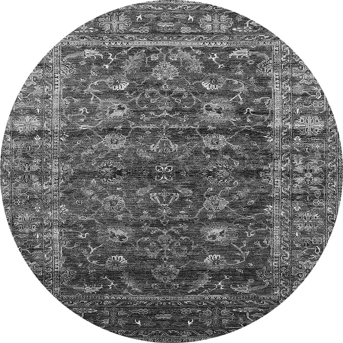 Round Oriental Gray Industrial Rug, urb1976gry