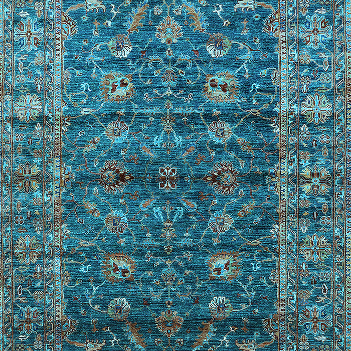 Machine Washable Oriental Light Blue Industrial Rug, wshurb1976lblu