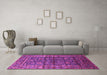 Machine Washable Oriental Pink Industrial Rug in a Living Room, wshurb1976pnk