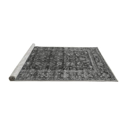 Sideview of Machine Washable Oriental Gray Industrial Rug, wshurb1976gry
