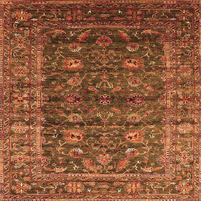 Square Machine Washable Oriental Orange Industrial Area Rugs, wshurb1976org
