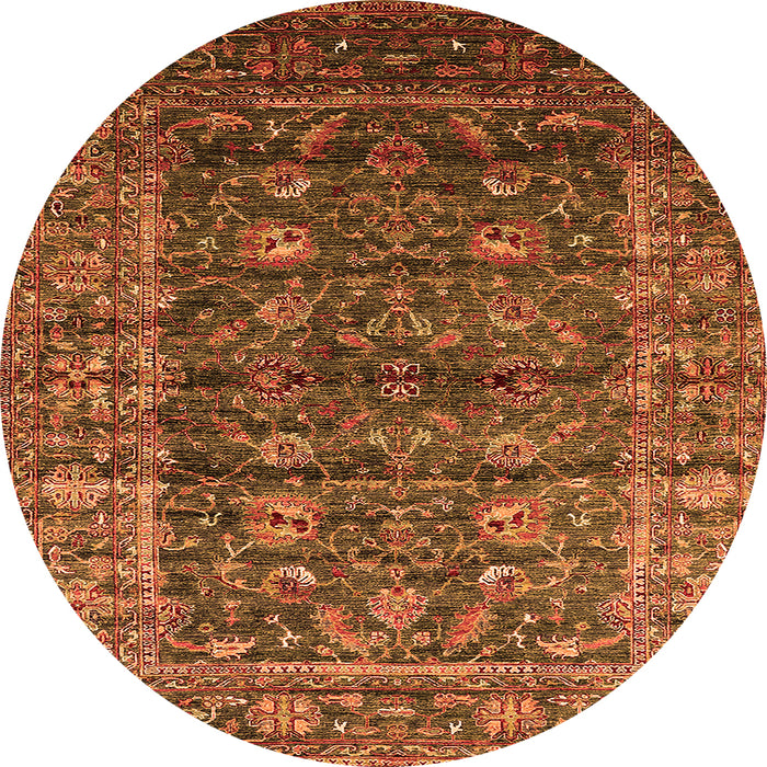 Round Machine Washable Oriental Orange Industrial Area Rugs, wshurb1976org