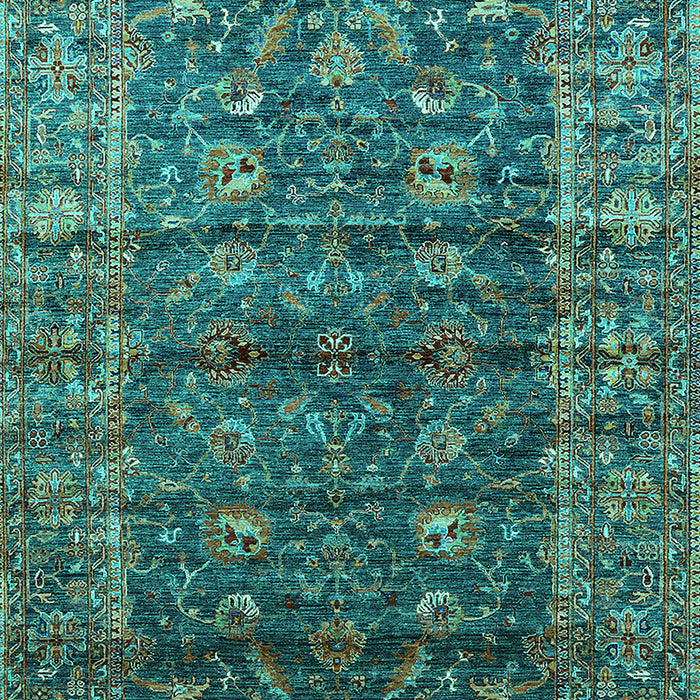 Machine Washable Oriental Turquoise Industrial Area Rugs, wshurb1976turq