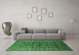Machine Washable Oriental Emerald Green Industrial Area Rugs in a Living Room,, wshurb1976emgrn