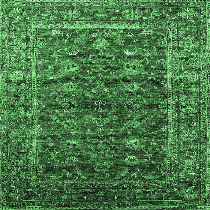 Square Machine Washable Oriental Emerald Green Industrial Area Rugs, wshurb1976emgrn