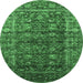 Round Oriental Emerald Green Industrial Rug, urb1976emgrn