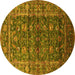 Round Oriental Yellow Industrial Rug, urb1976yw