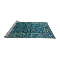 Sideview of Machine Washable Oriental Light Blue Industrial Rug, wshurb1976lblu