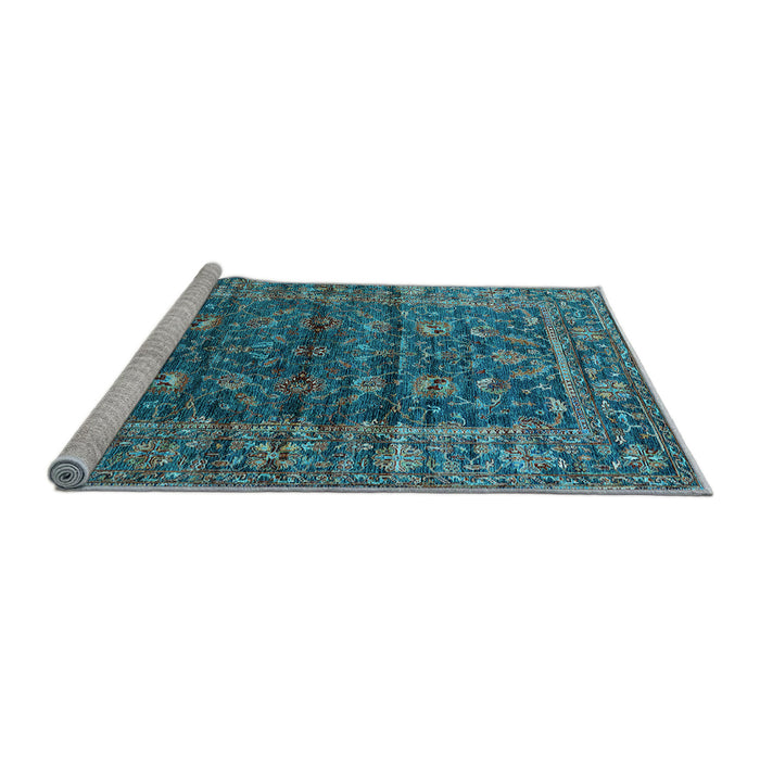 Sideview of Machine Washable Oriental Light Blue Industrial Rug, wshurb1976lblu