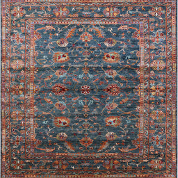 Square Mid-Century Modern Maroon Purple Oriental Rug, urb1976