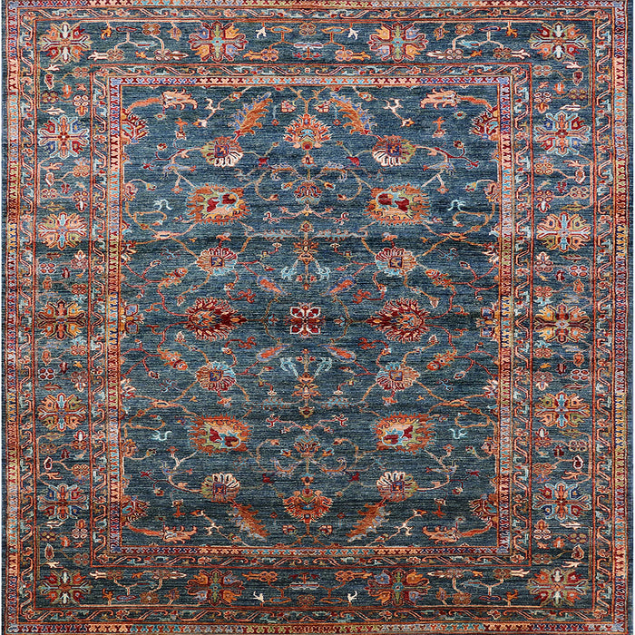 Square Mid-Century Modern Maroon Purple Oriental Rug, urb1976