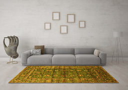 Machine Washable Oriental Yellow Industrial Rug in a Living Room, wshurb1976yw